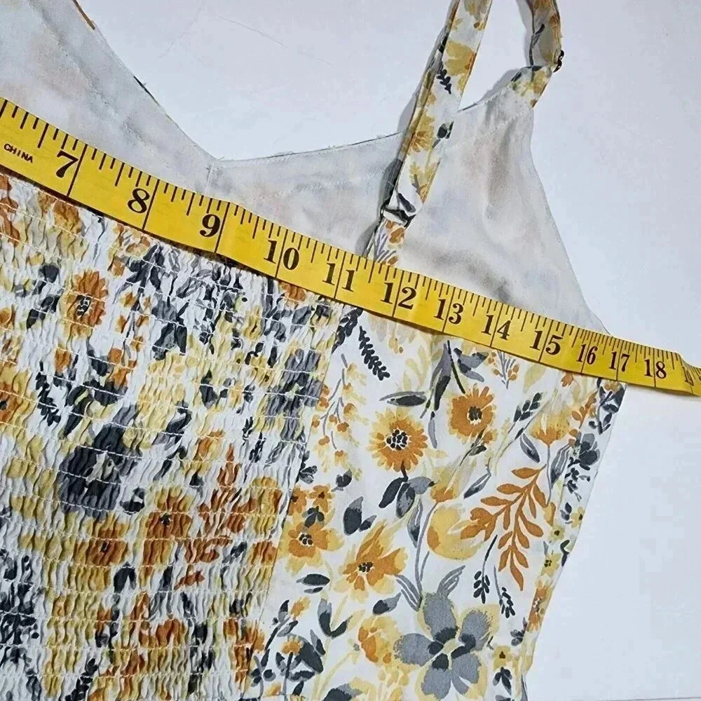 Joie V-neck Maxi Dress Yellow Floral Boho Tiered Impire Cotton Size 10 Women's - Picture 6 of 13
